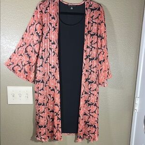 NWT Sara Michelle Black & Peach Floral Faux 2-Pc Dress MED